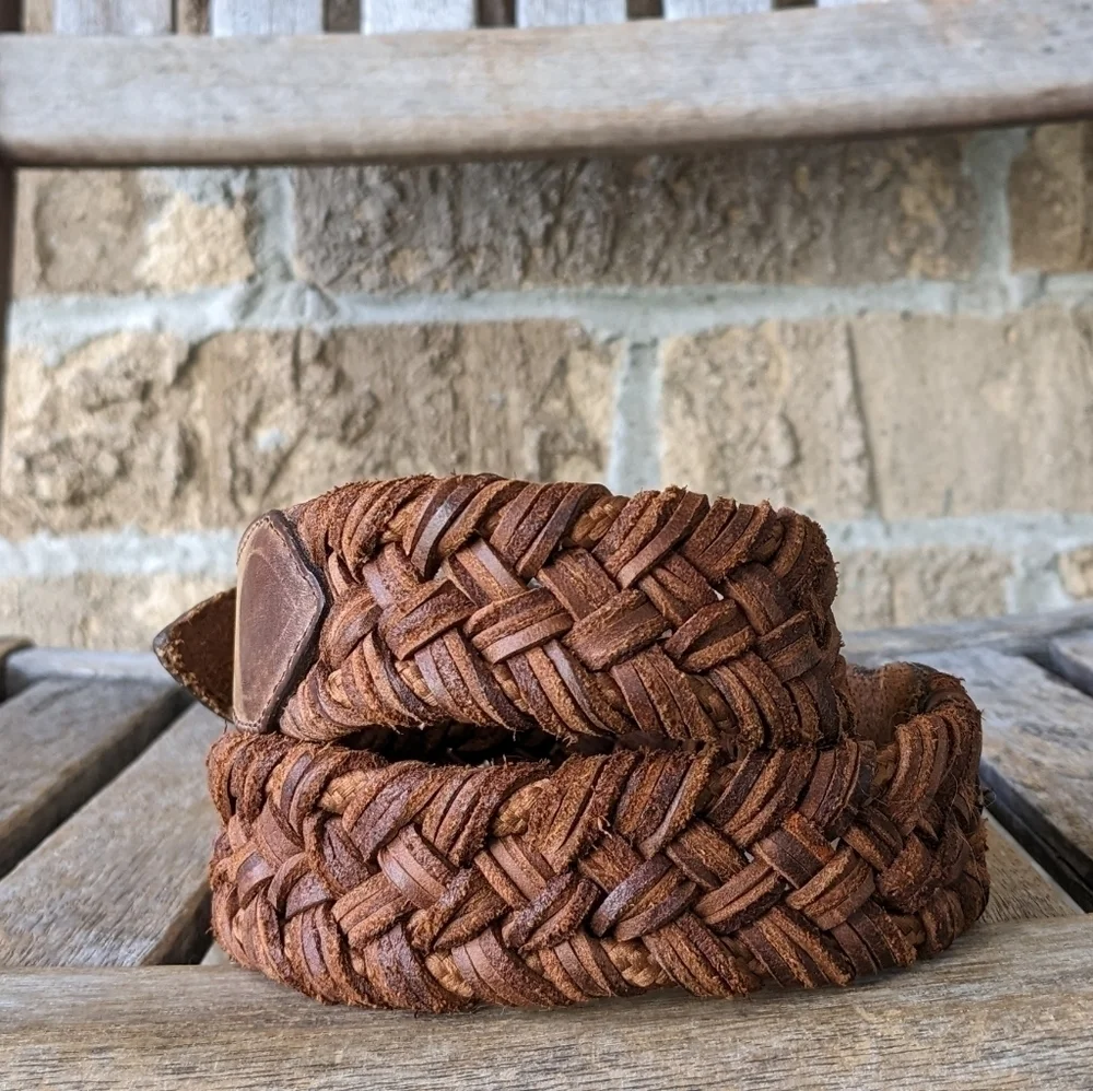 Another Line Inc French Fishtail Braided Leather Belt Size 28